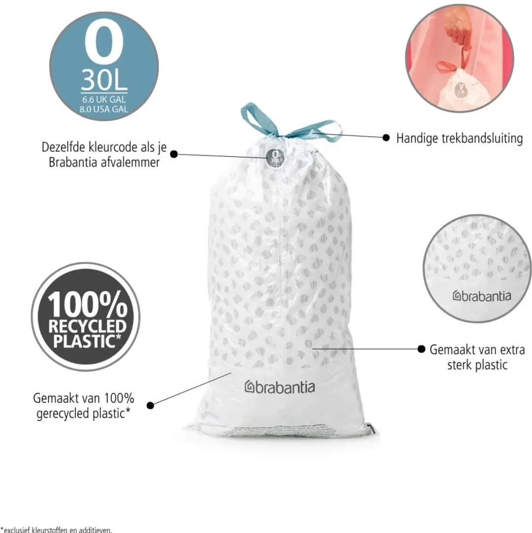 Brabantia PerfectFit Vuilniszakken - 30 l - Code O - 40 stuks