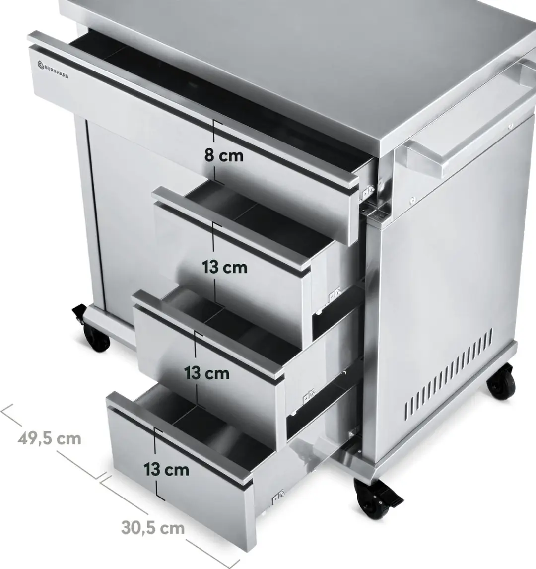 Burnhard FRED Grill Trolley - RVS - Soft-Close