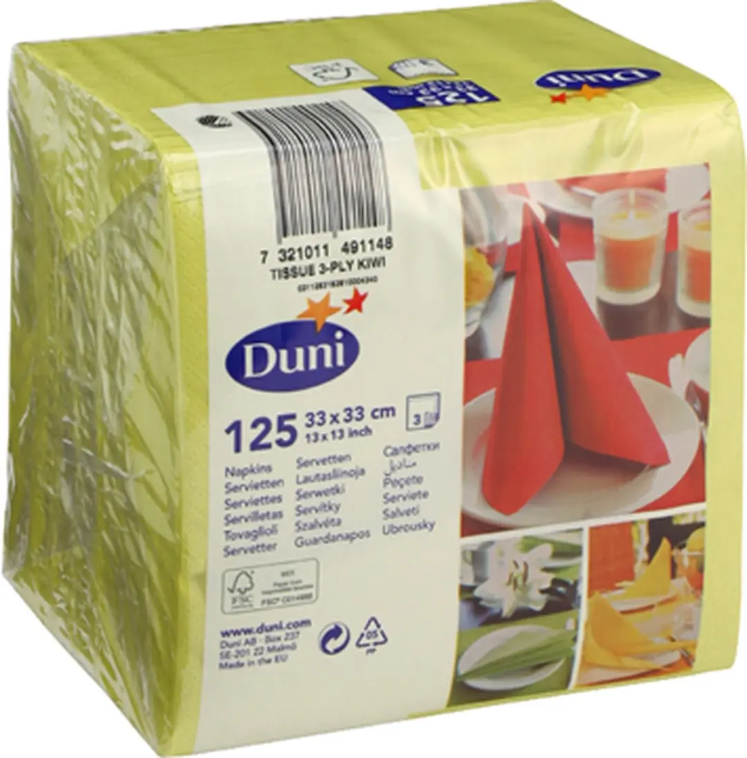 Duni Kiwi 3-laags Servetten 33x33cm