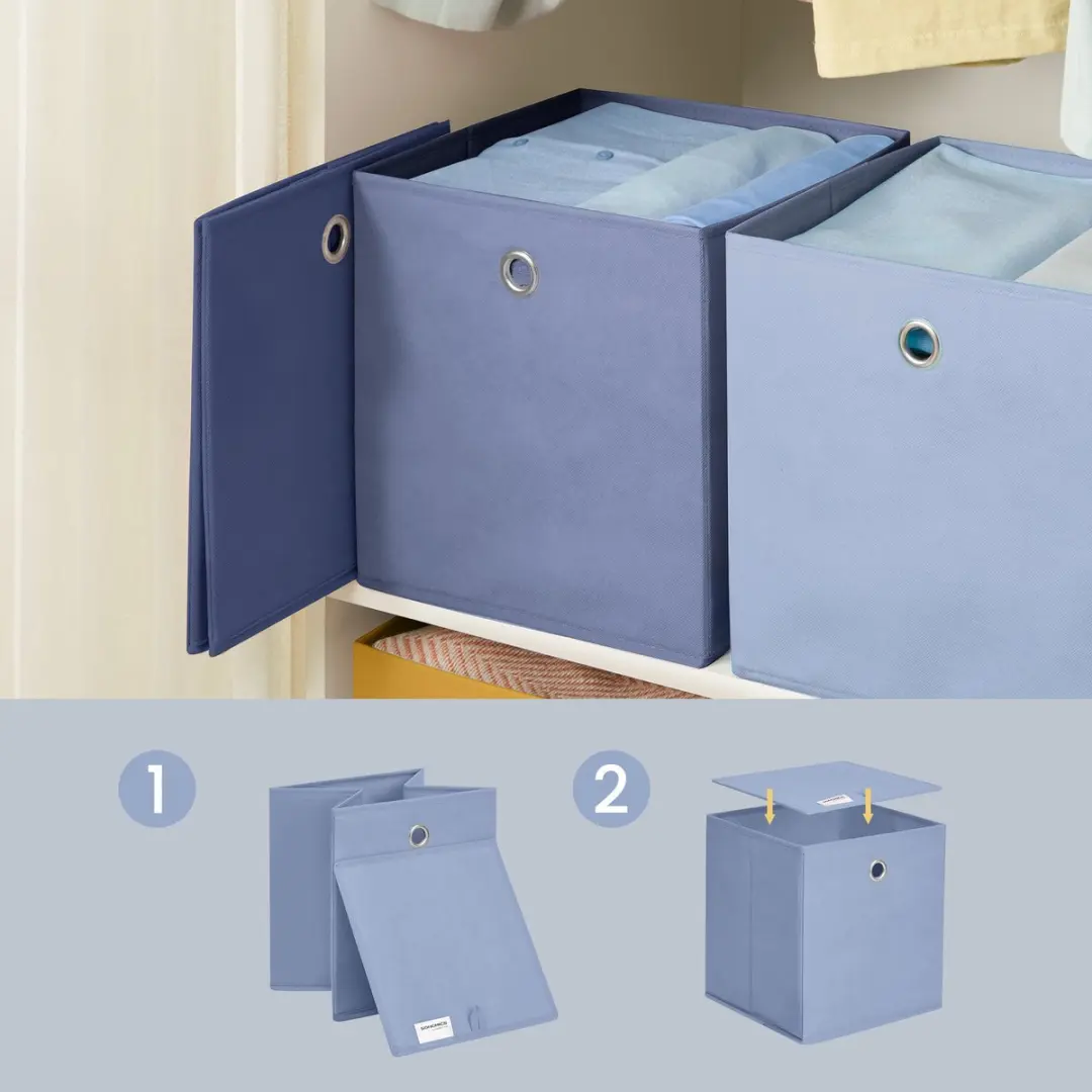Songmics Opbergbox Set - 6 Stuks - 36L - Pastelblauw/Mistblauw/Havenblauw/Lichtgoud/Pastelgeel/Gembergeel