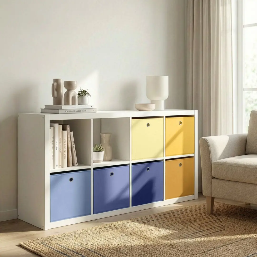 Songmics Opbergbox Set - 6 Stuks - 36L - Pastelblauw/Mistblauw/Havenblauw/Lichtgoud/Pastelgeel/Gembergeel