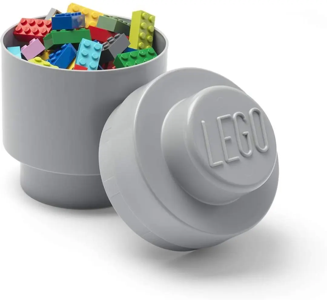 Lego - Opbergbox Brick 1 Rond - Polypropyleen - Grijs