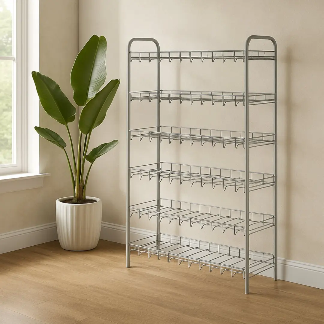 Metaltex Schoenenrek 6 Lagen - 18 Paar - 64x23x104cm - Zilvergrijs