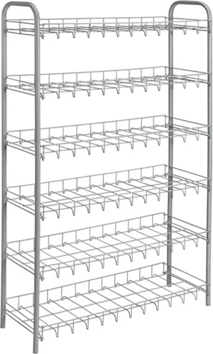 Metaltex Schoenenrek 6 Lagen - 18 Paar - 64x23x104cm - Zilvergrijs