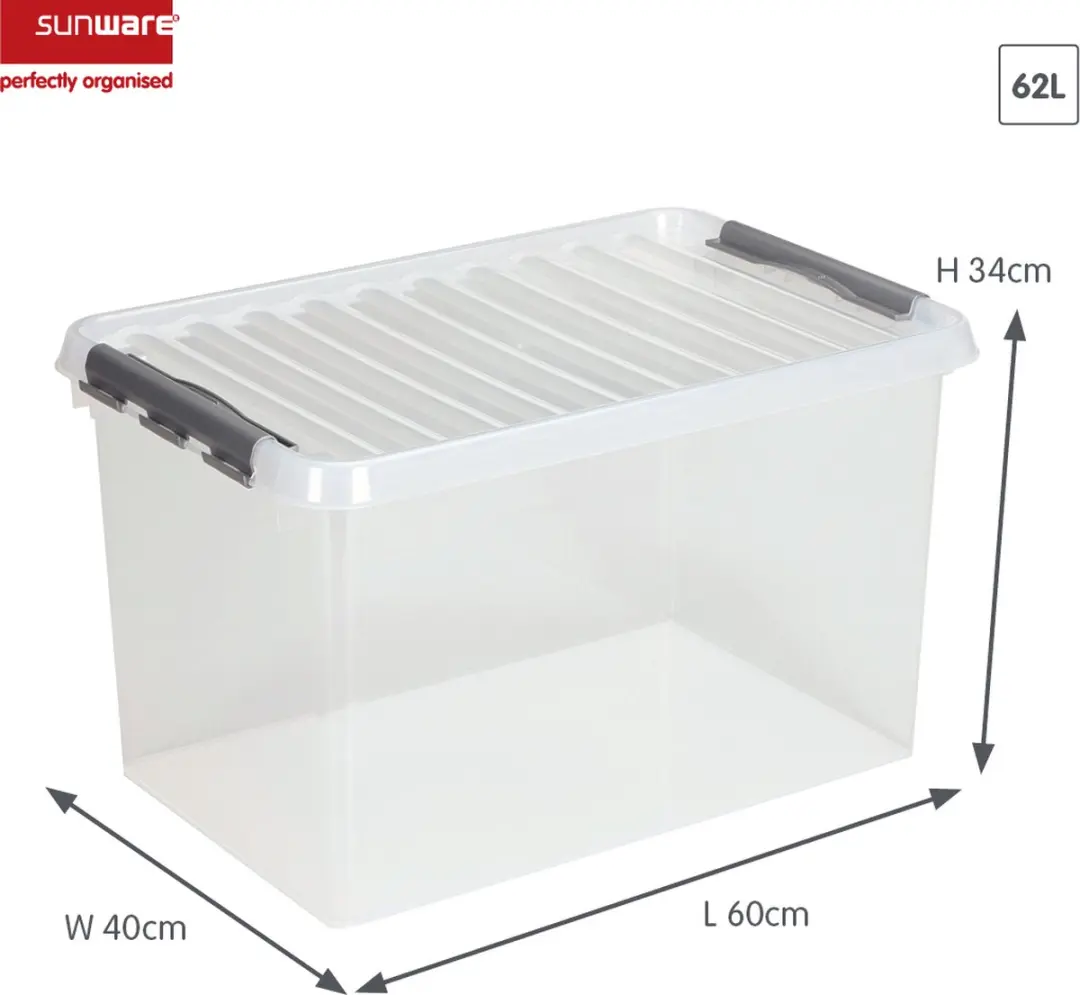 Sunware Q-line Opbergbox 62L - 60x40x34cm Grijs