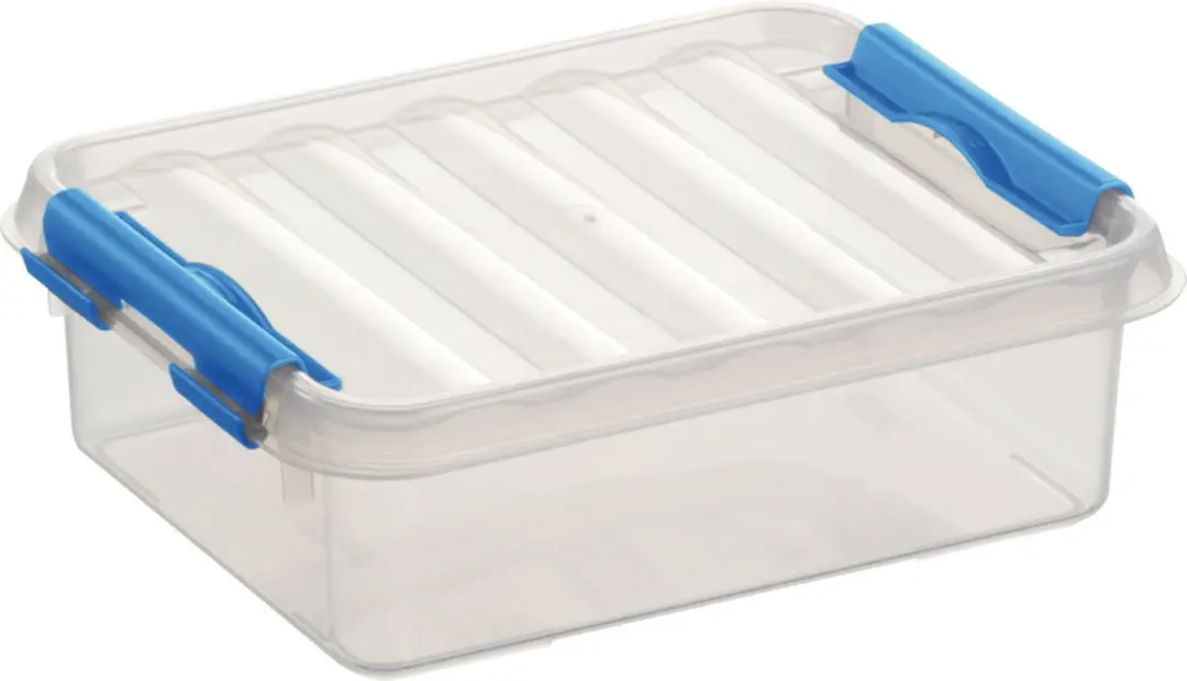 Sunware Q-line Opbergbox 1L - 6 Stuks - Transparant/Blauw
