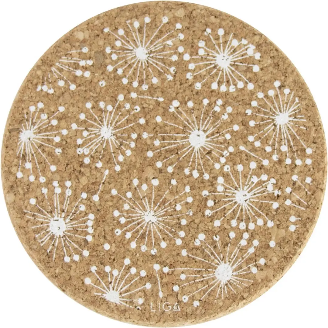 Liga Onderzetter Paardenbloem Set - 4 Stuks Kurk Beige