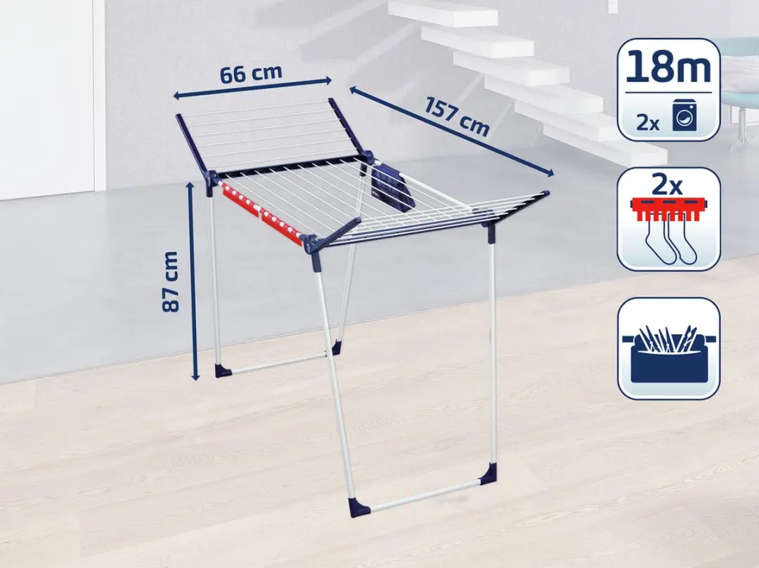 Leifheit Pegasus 180 Solid Plus Droogrek 18m - Wit/Blauw