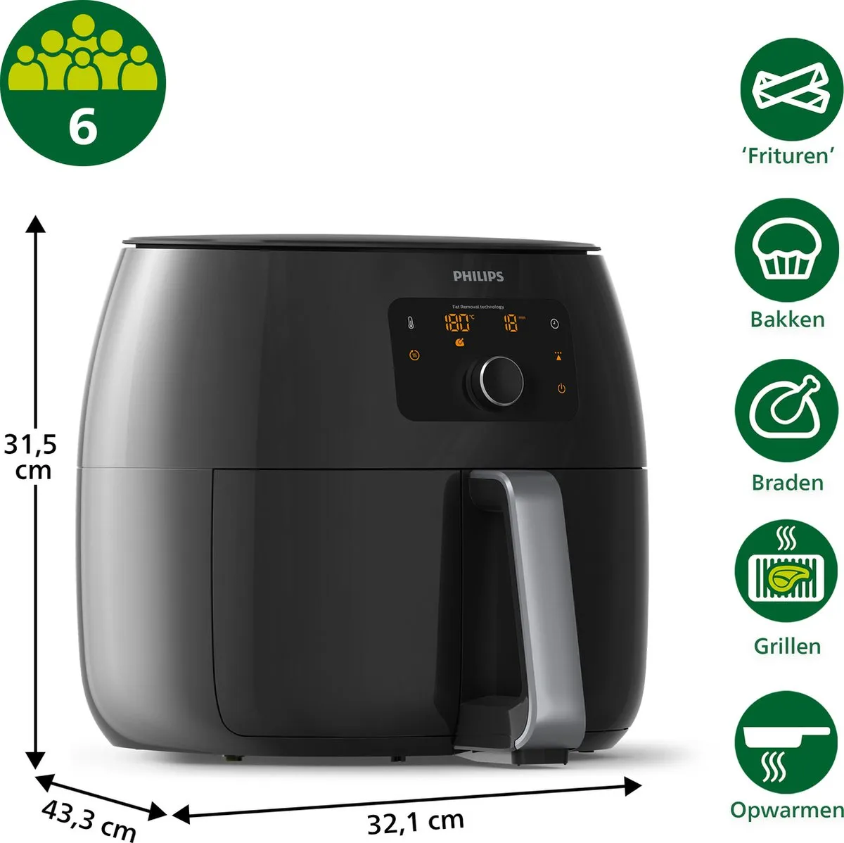 Philips Premium Series Airfryer XXL HD9650/90 - 7,3L - Zwart