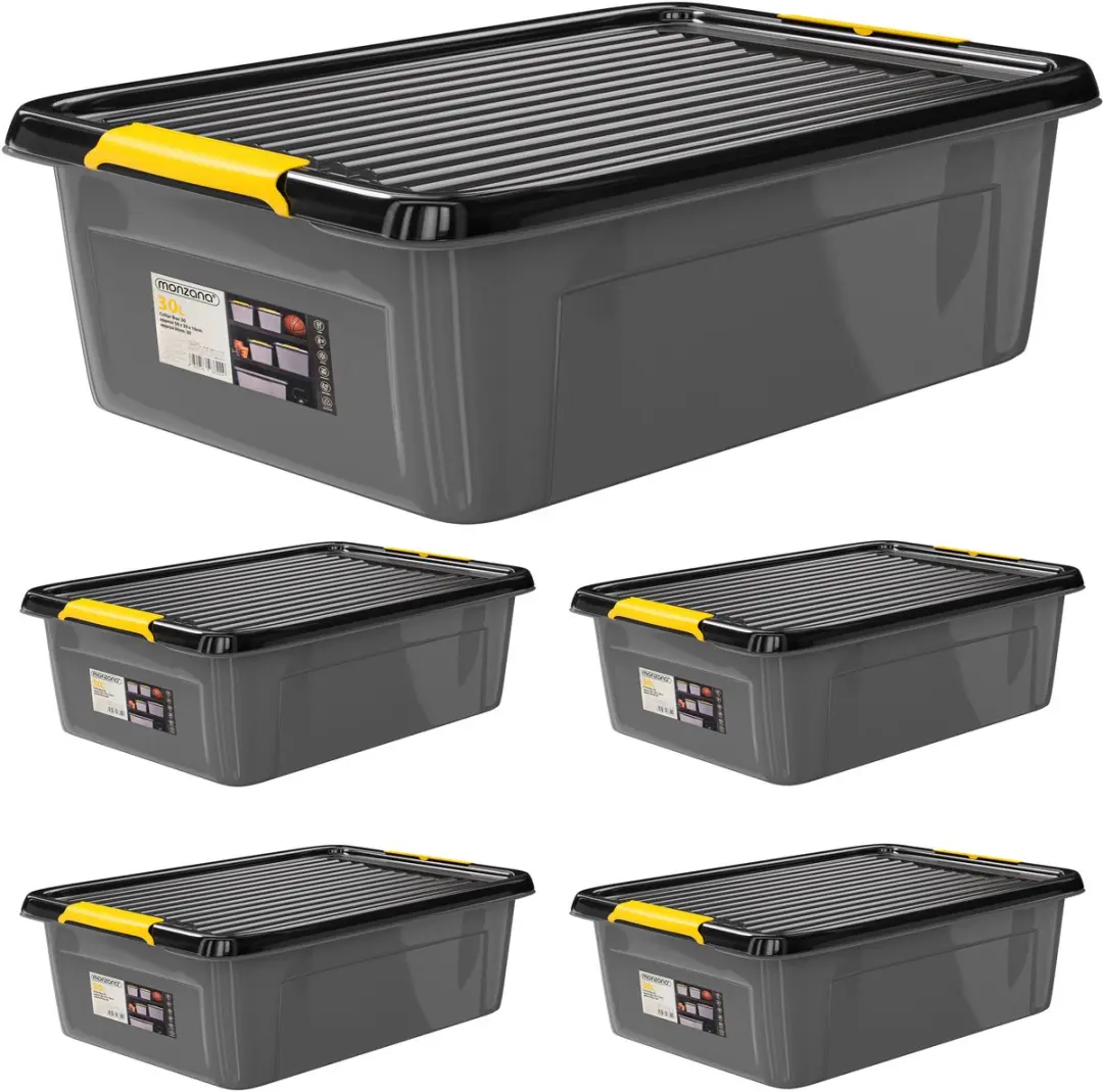 Monzana Opbergbox Antraciet - 4x 30L Stapelbaar