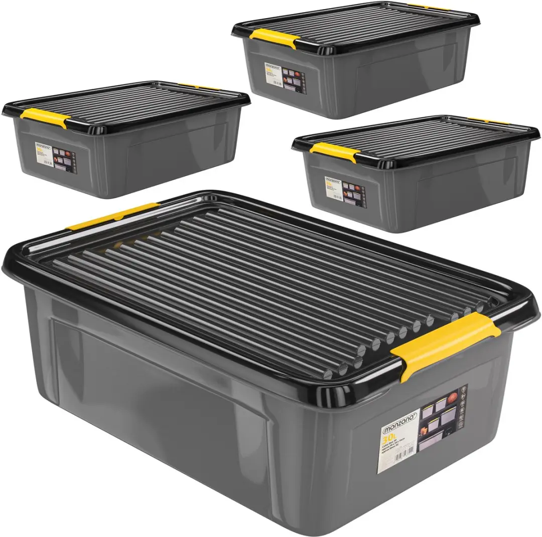 Monzana Opbergbox Antraciet - 4x 30L Stapelbaar