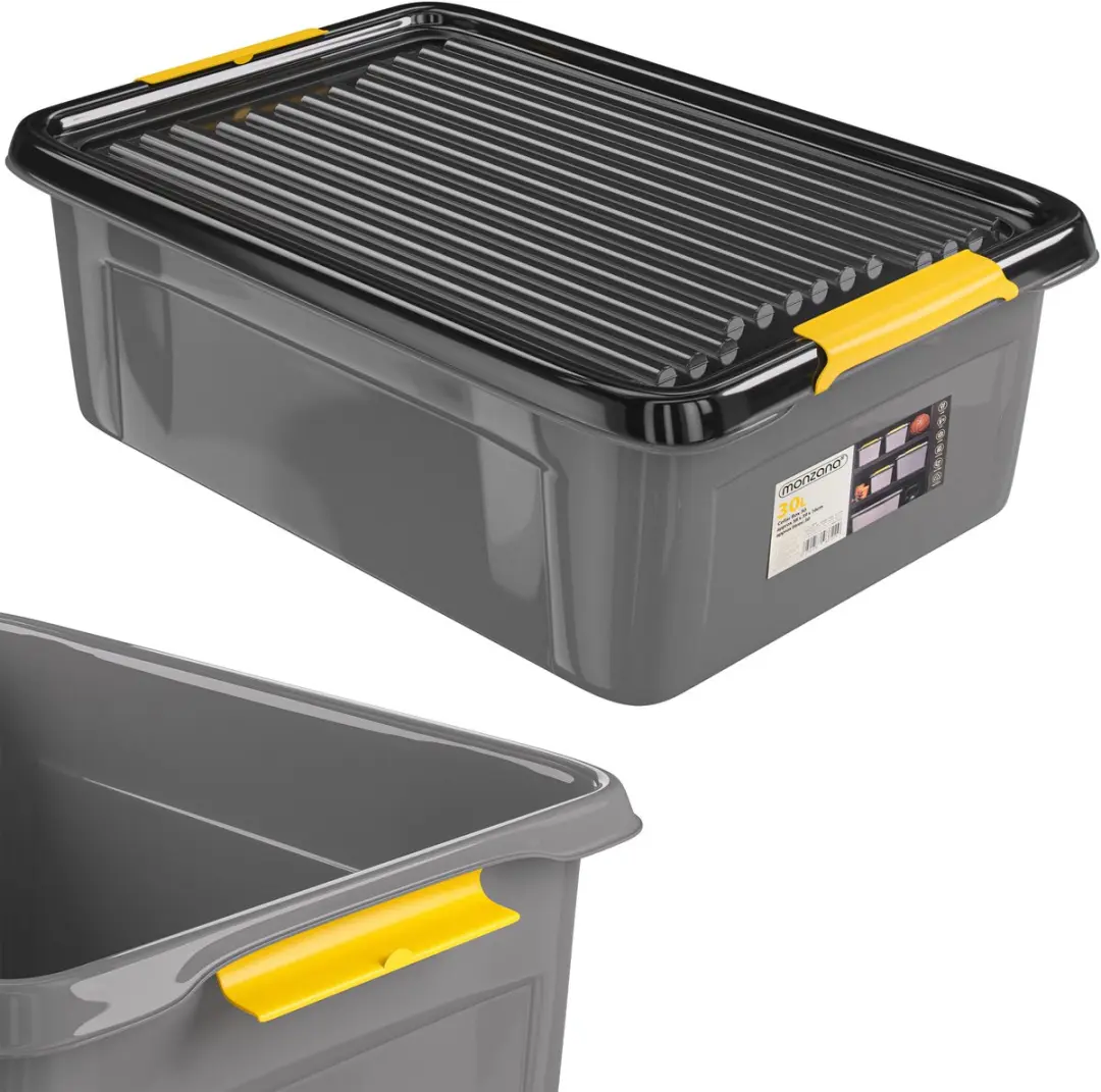Monzana Opbergbox Antraciet - 4x 30L Stapelbaar