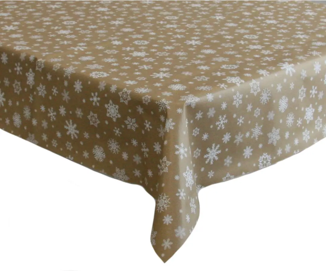 Bellatio Design Kerst Tafelzeil Goud 140x180cm - Sneeuwvlokken
