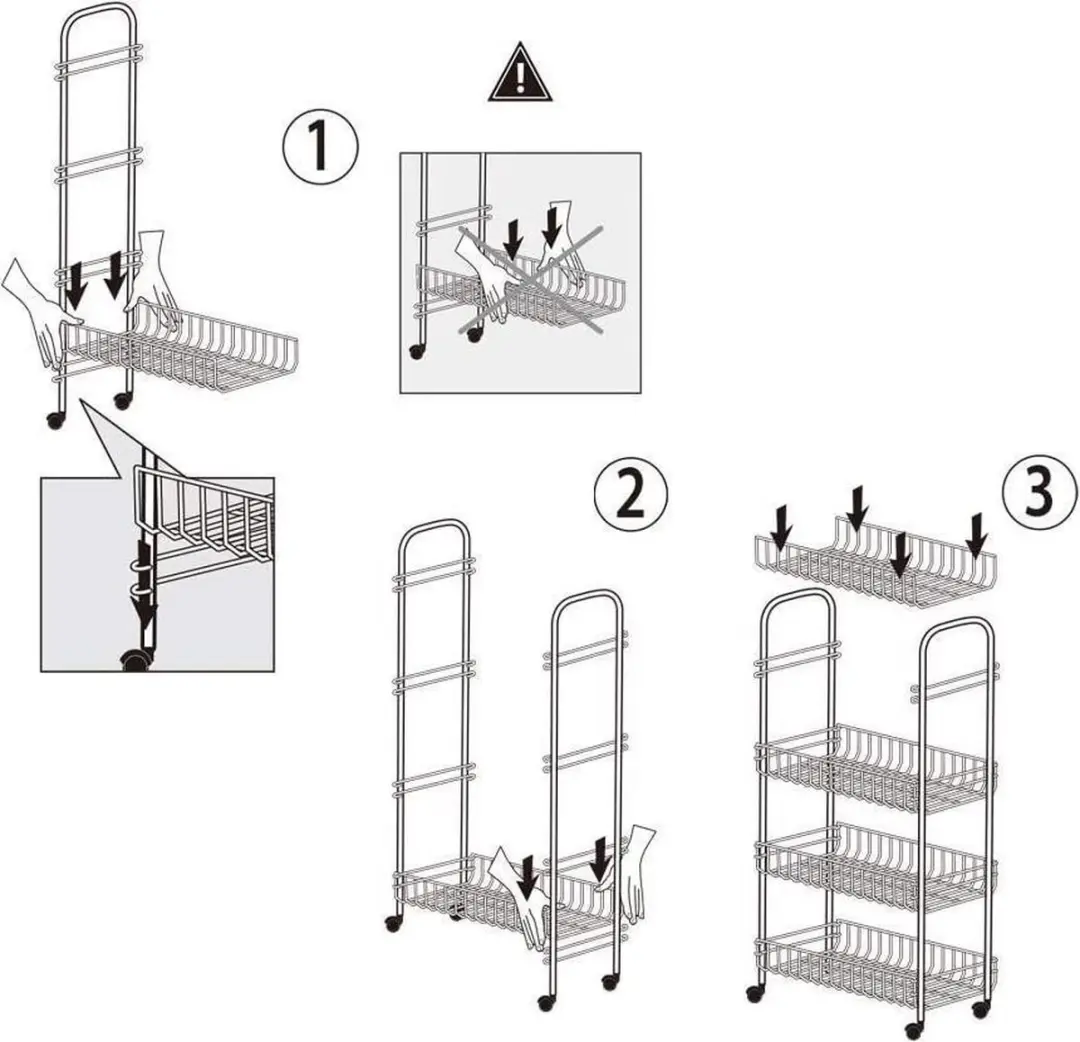 Metaltex Ascona Multifunctionele Trolley 340104 - Zilvergrijs - 4 Manden