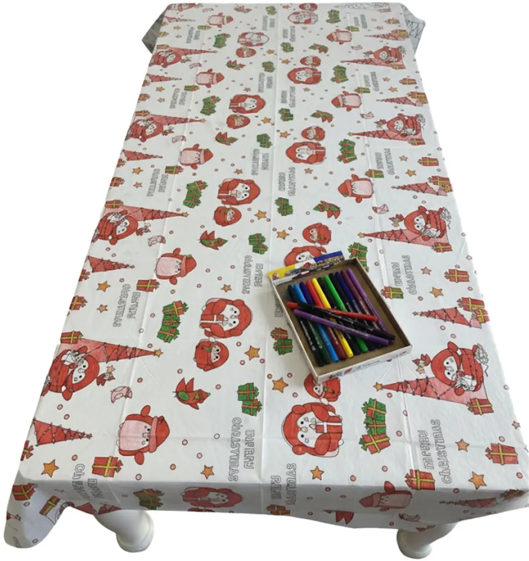 Svenska Living Kerst Tafelkleed 240x135cm - Wit - Inkleurbaar
