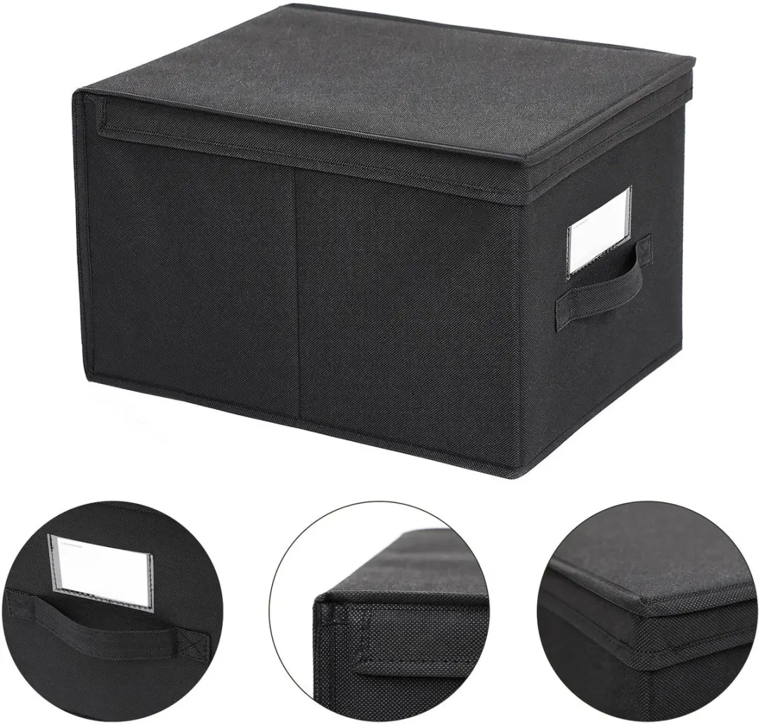 Songmics Opbergbox Set 3x50L - Vouwbaar - Zwart