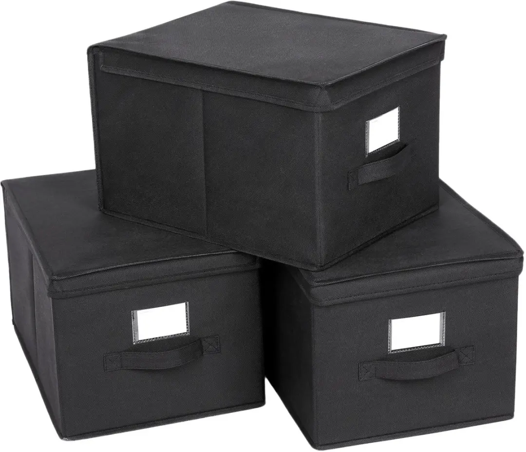Songmics Opbergbox Set 3x50L - Vouwbaar - Zwart