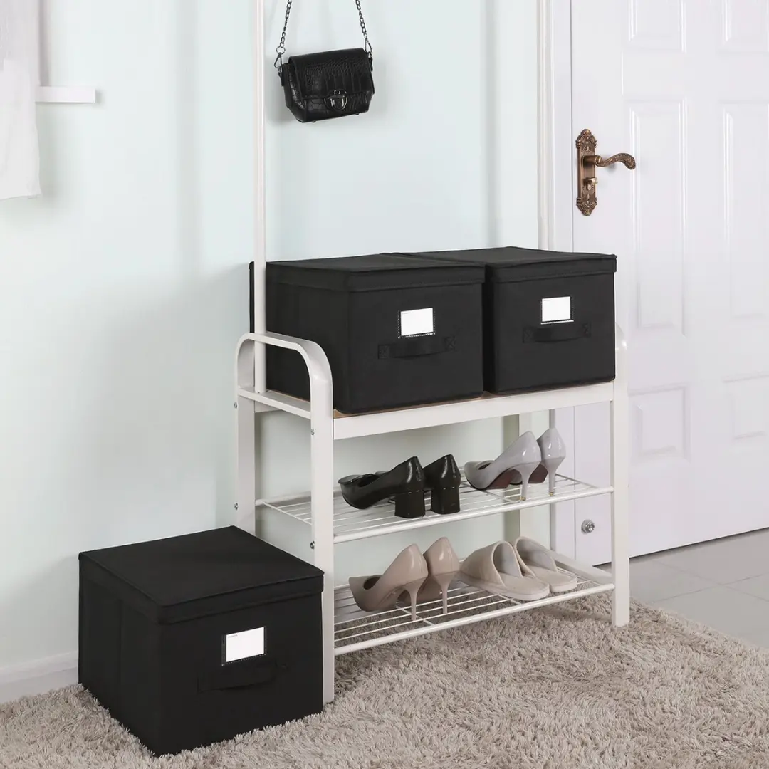 Songmics Opbergbox Set 3x50L - Vouwbaar - Zwart