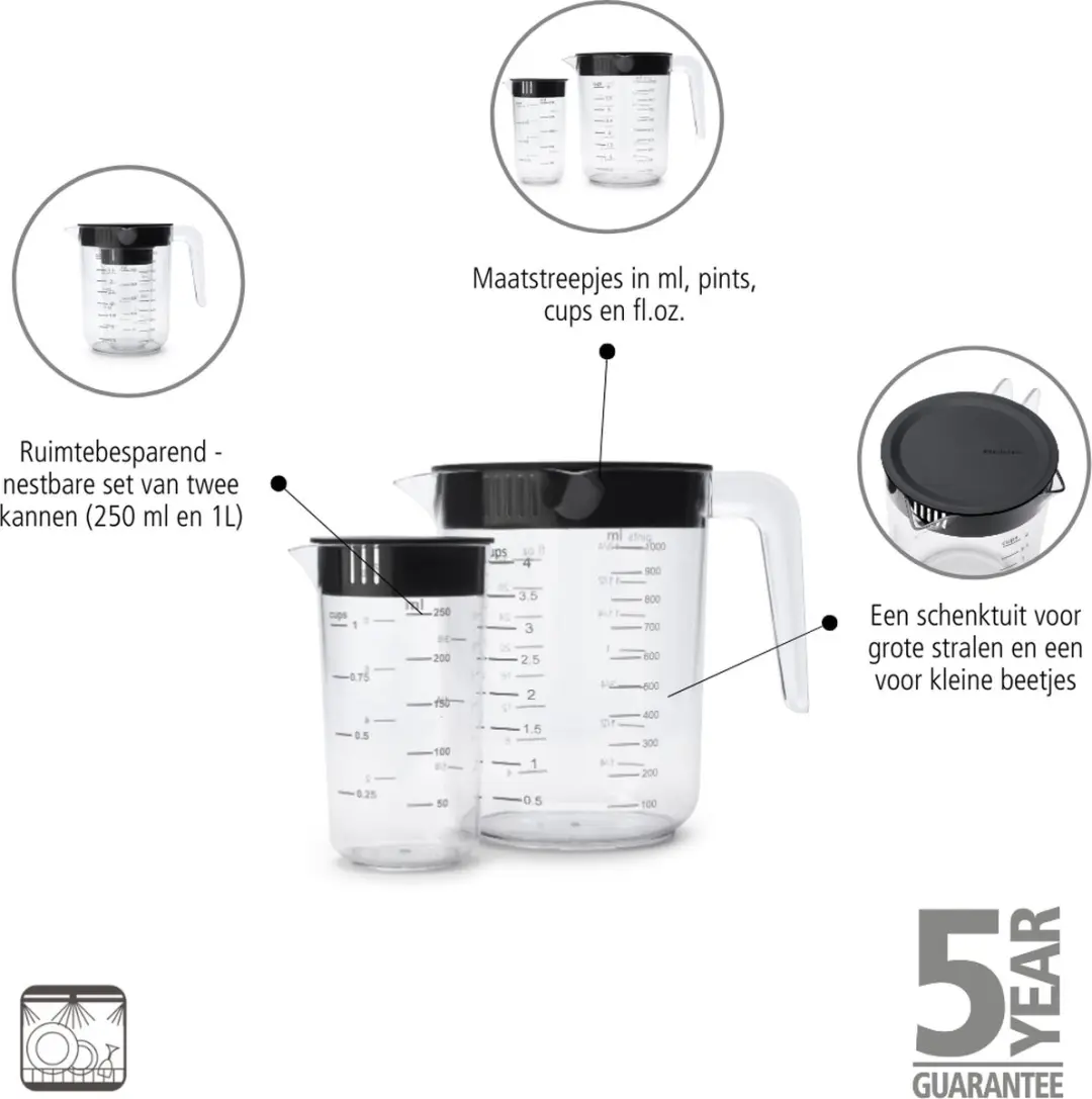 Brabantia Tasty+ Maatbeker Set 2-delig - 1,25L - Dark Grey