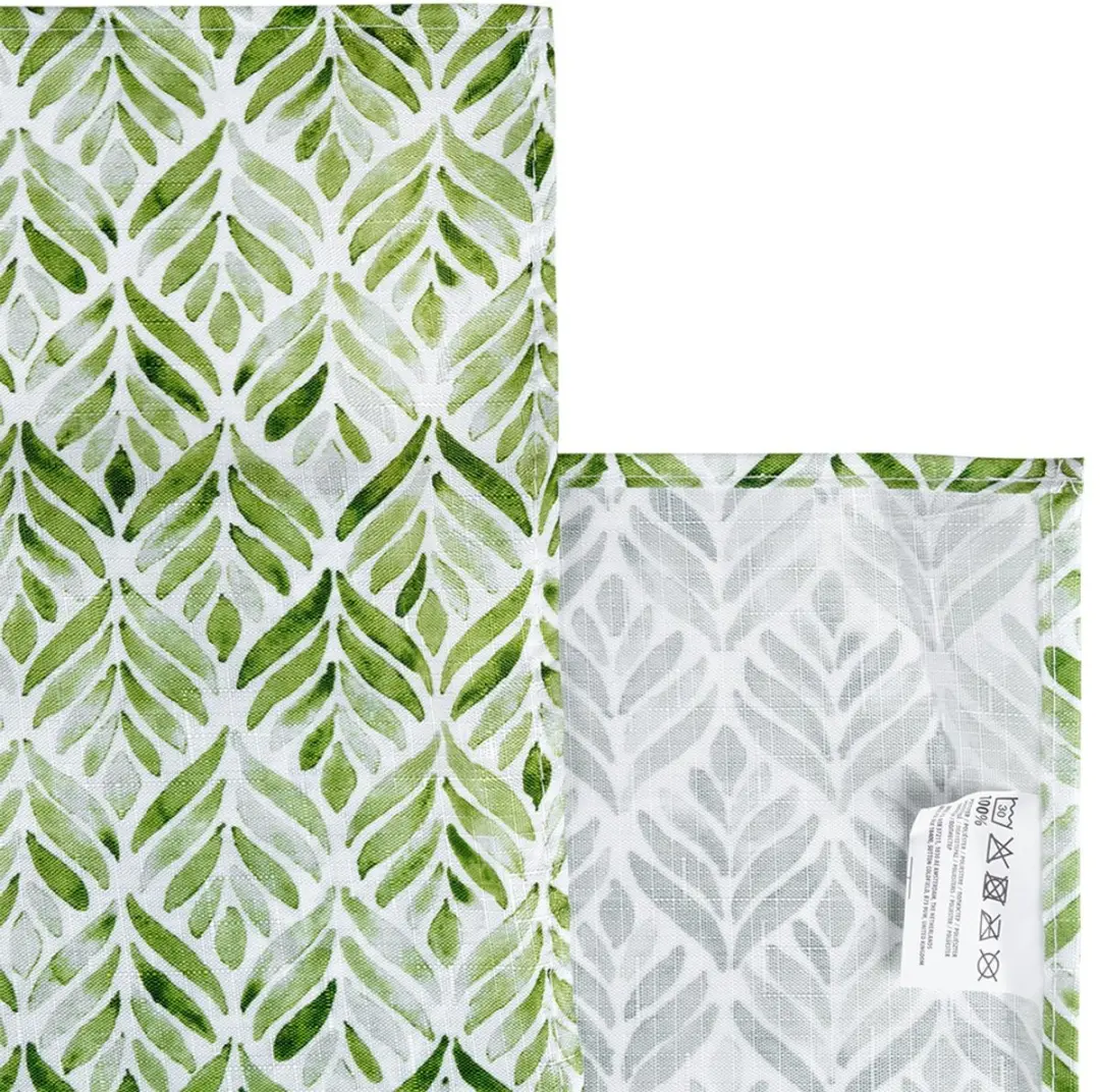 Excellent Houseware Tafellaken Waterdicht 180x130cm - Bladerenpatroon Wit/Groen - afbeelding 6 van 6