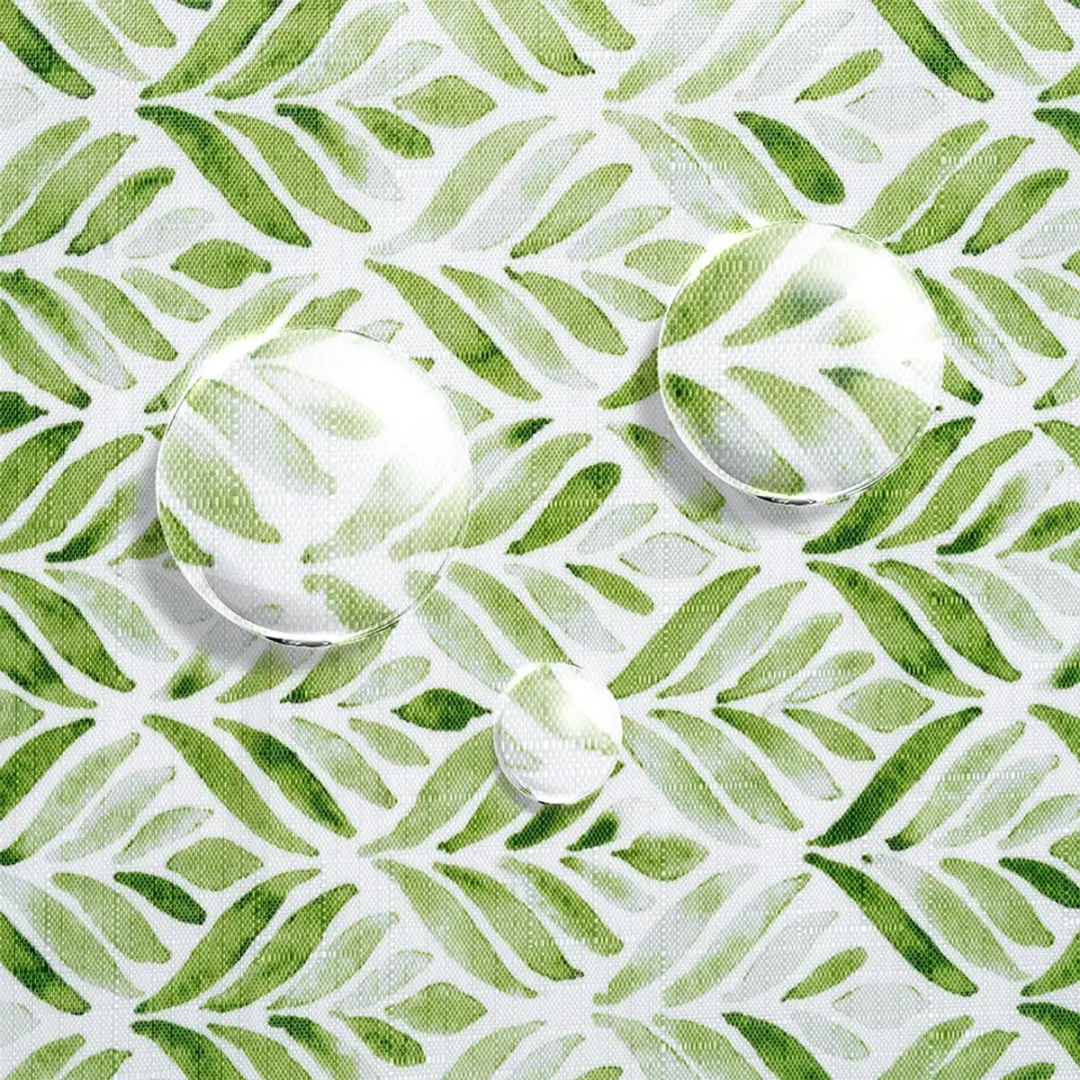 Excellent Houseware Tafellaken Waterdicht 180x130cm - Bladerenpatroon Wit/Groen