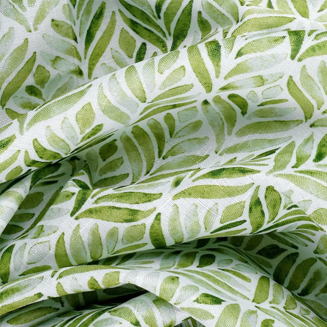 Excellent Houseware Tafellaken Waterdicht 180x130cm - Bladerenpatroon Wit/Groen