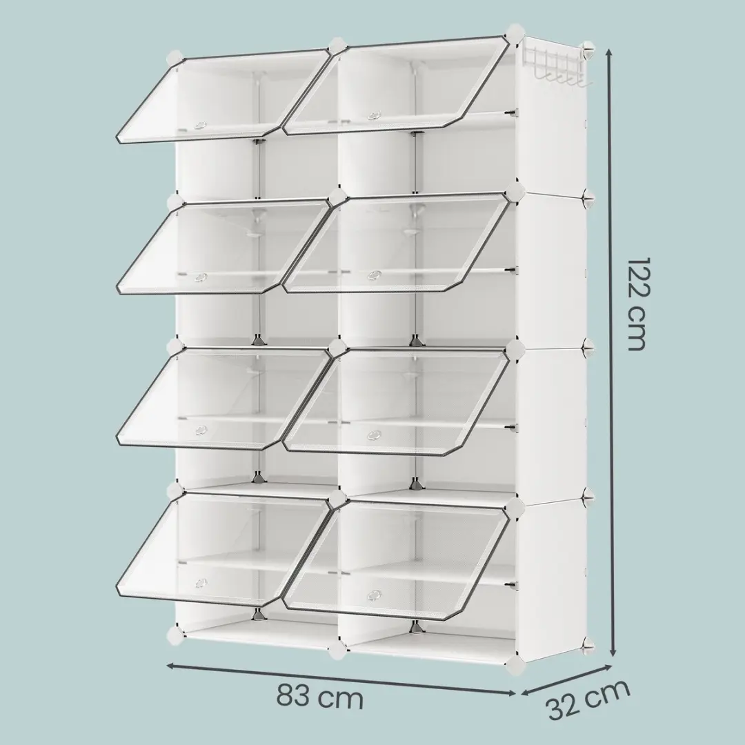 Songmics Schoenenrek LPC034W01 - 8 Vakken Wit