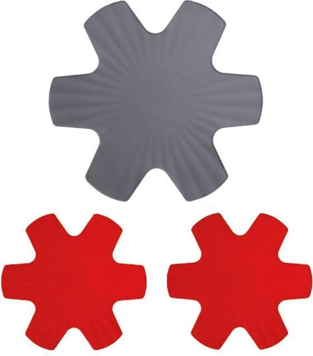 Woll Panbeschermers Set 3 Stuks - Siliconen 40/35cm - Rood/Grijs