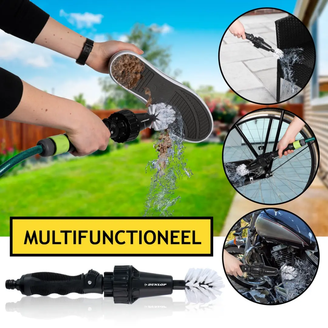 Dunlop Velgenborstel met Slangaansluiting 3/4" - 2 Borstels - Zwart/Wit - afbeelding 6 van 6