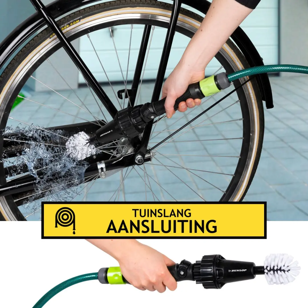 Dunlop Velgenborstel met Slangaansluiting 3/4" - 2 Borstels - Zwart/Wit