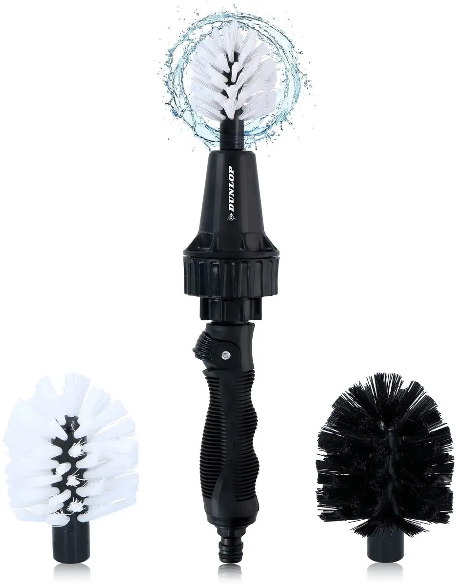 Dunlop Velgenborstel met Slangaansluiting 3/4" - 2 Borstels - Zwart/Wit