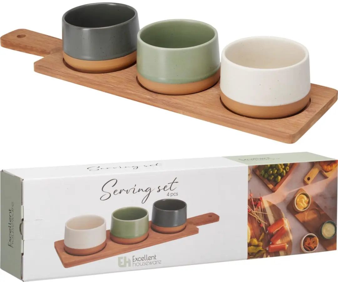 Excellent Houseware Bamboe Serveerplank - 40x10cm - 4 Stuks