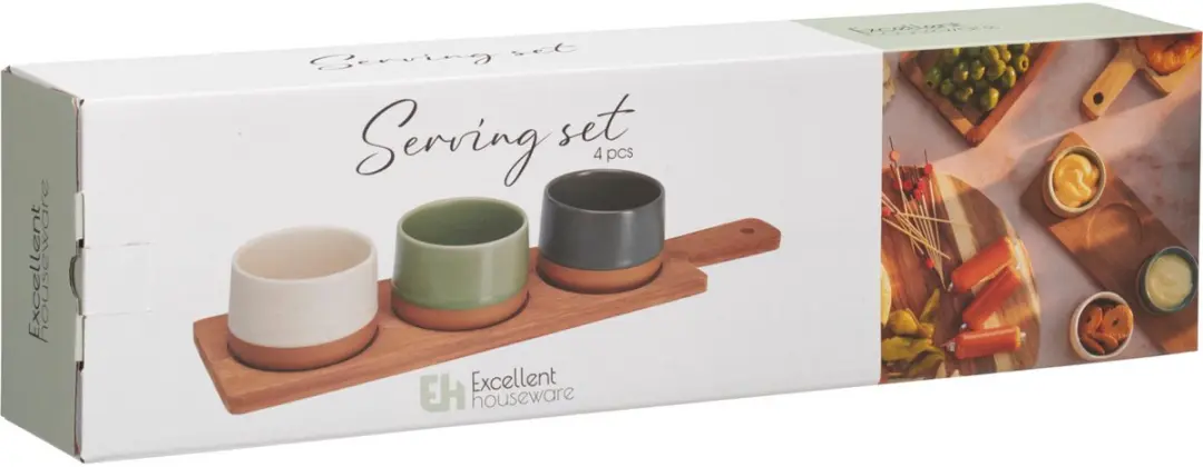 Excellent Houseware Bamboe Serveerplank - 40x10cm - 4 Stuks