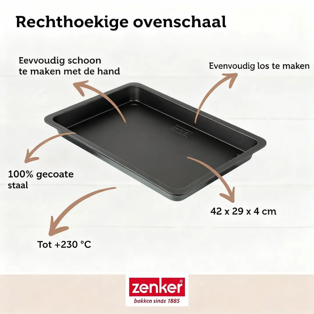 Zenker 6536 Ovenschaal - 42x29cm - Zwart