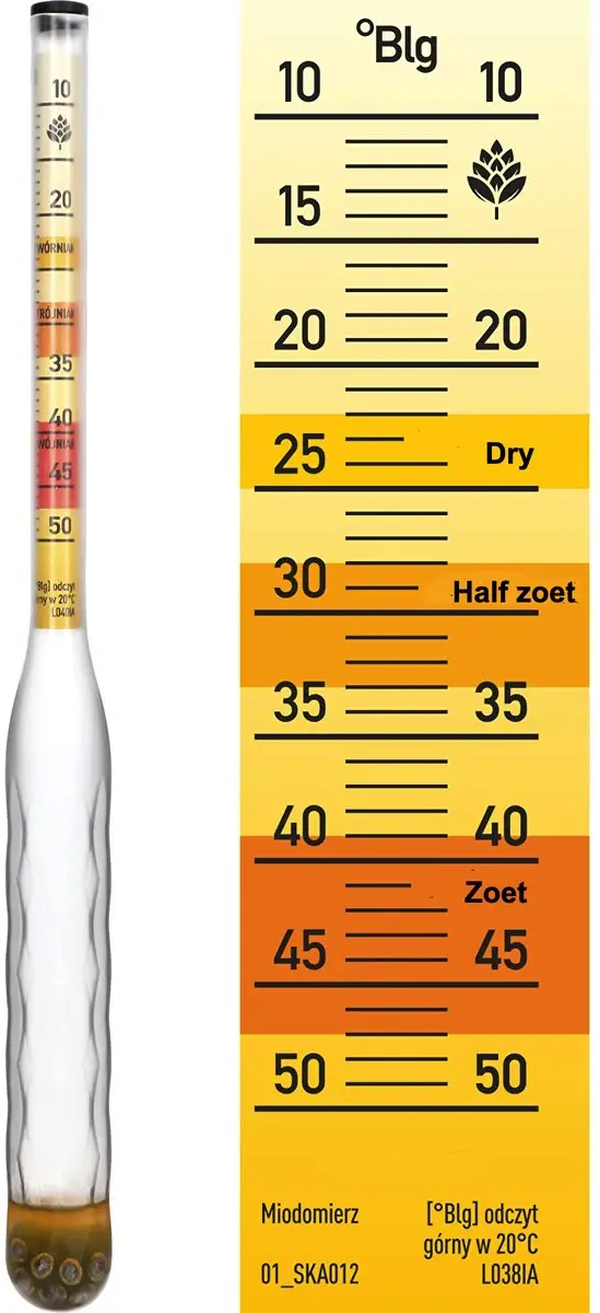 Browin Mead-hydrometer 10-50°Blg - Onbreekbaar