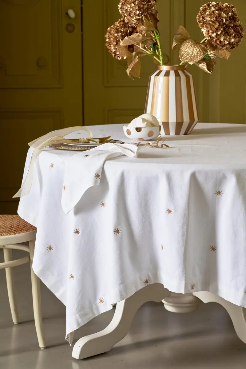 Pip Studio Servetten Set 2 - Wit met Gouden Sterren - 40x40cm Katoen