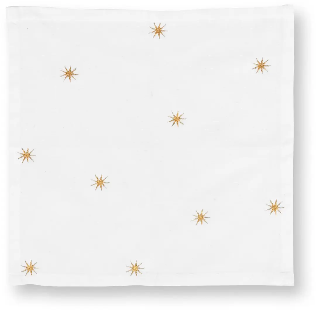 Pip Studio Servetten Set 2 - Wit met Gouden Sterren - 40x40cm Katoen
