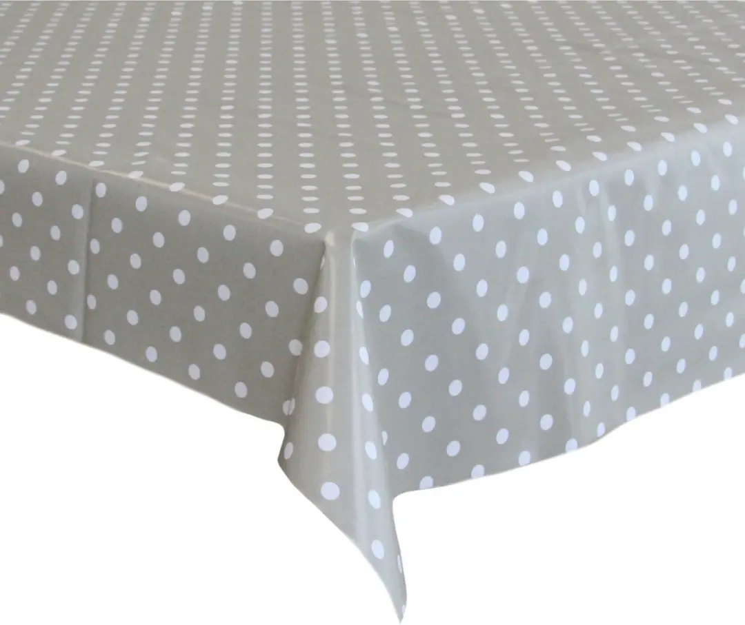 Bellatio Design Tafelzeil 140x180cm - Grijs/Wit Polkadot - PVC