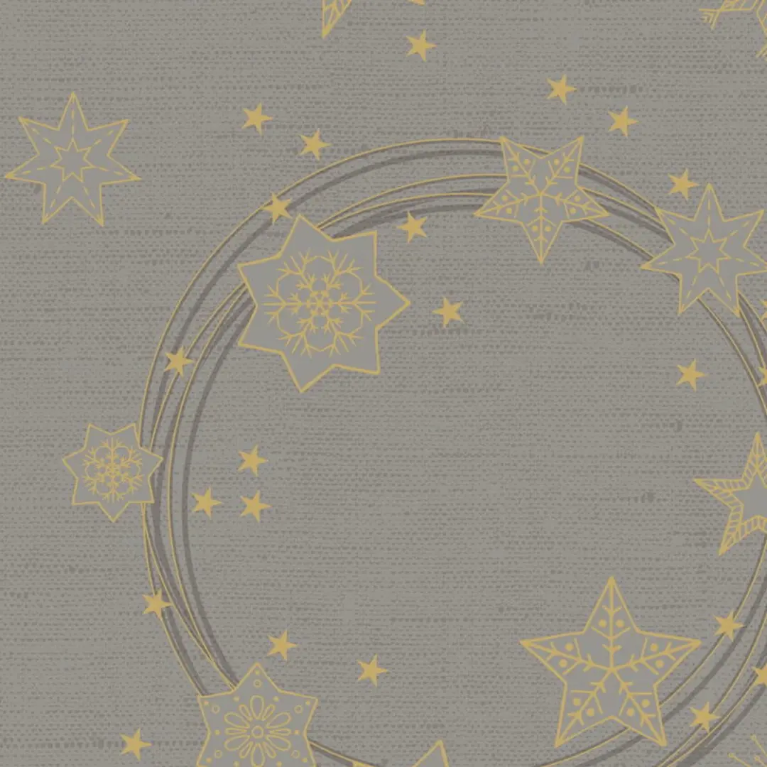 Duni Kerst Servetten 40x40cm - Grijs met Gouden Sterren - 12 Stuks