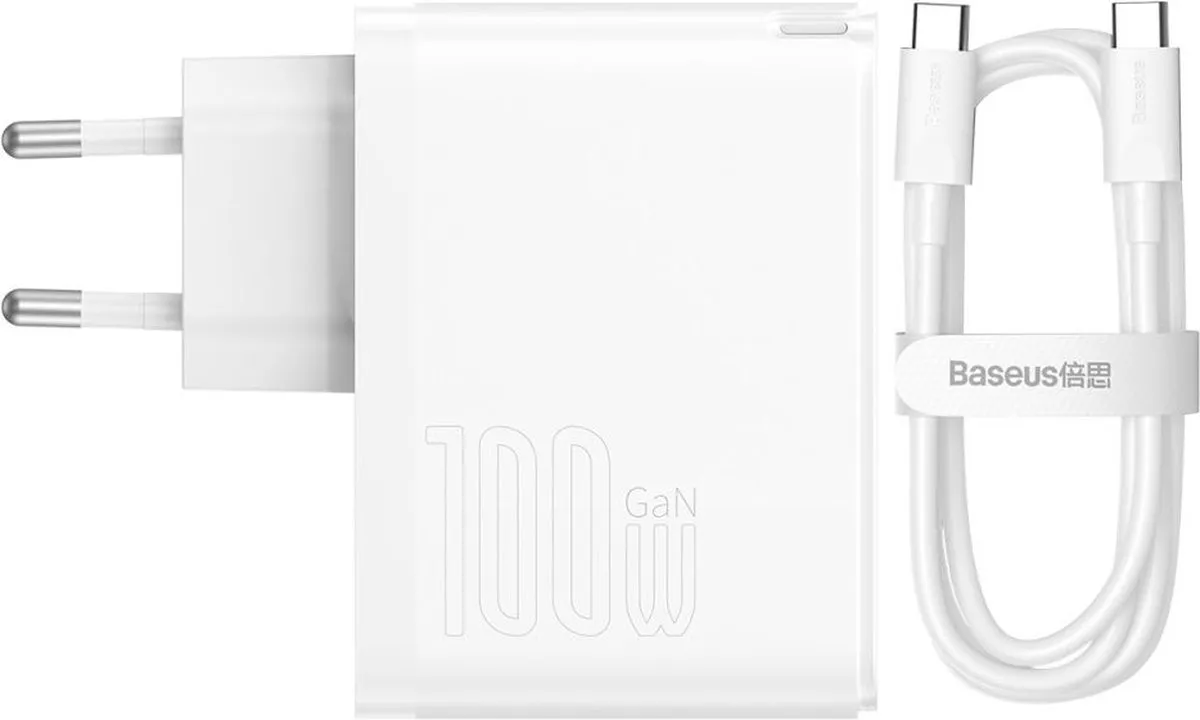 Baseus CCGP090202 GaN 5 Pro Oplader 100W - 2x USB-C - Wit