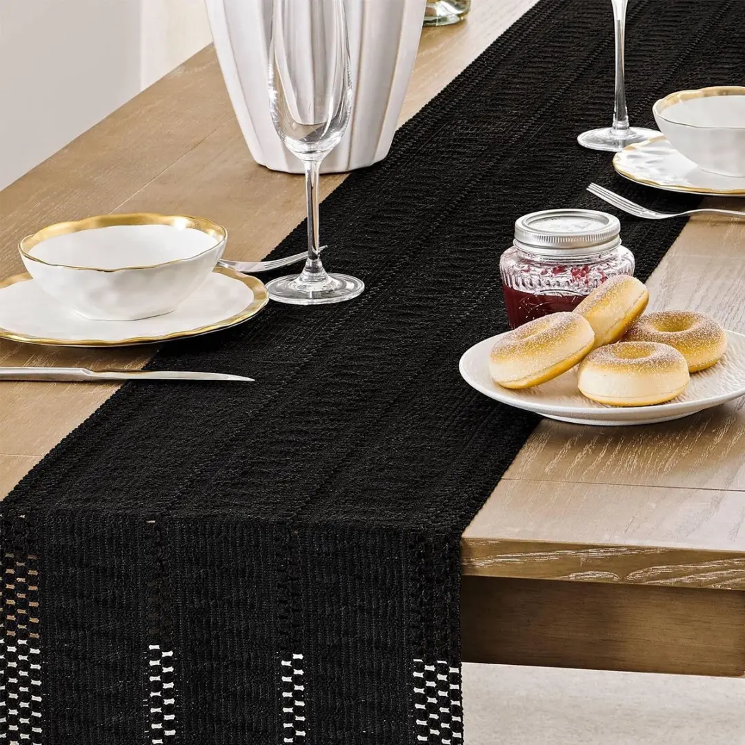 ECTEATOY Boheemse Tafelloper 30x90cm - Zwart