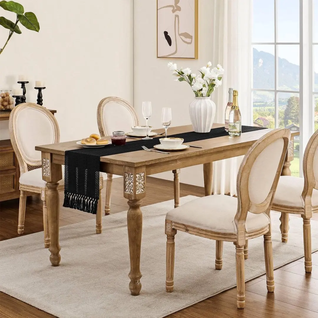 ECTEATOY Boheemse Tafelloper 30x90cm - Zwart