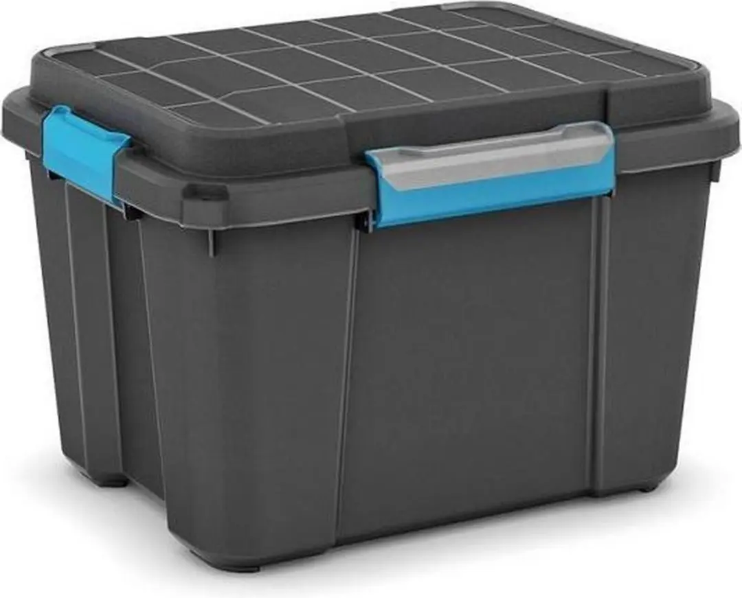 KIS Scuba Opbergbox 45L - 39x49,5x34cm - Zwart/Blauwe clips