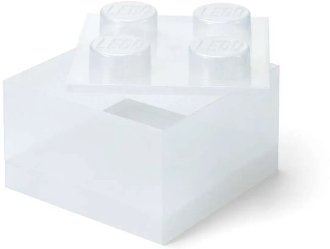 Opbergbox Brick 4 met Deksel Glitter Translucent.