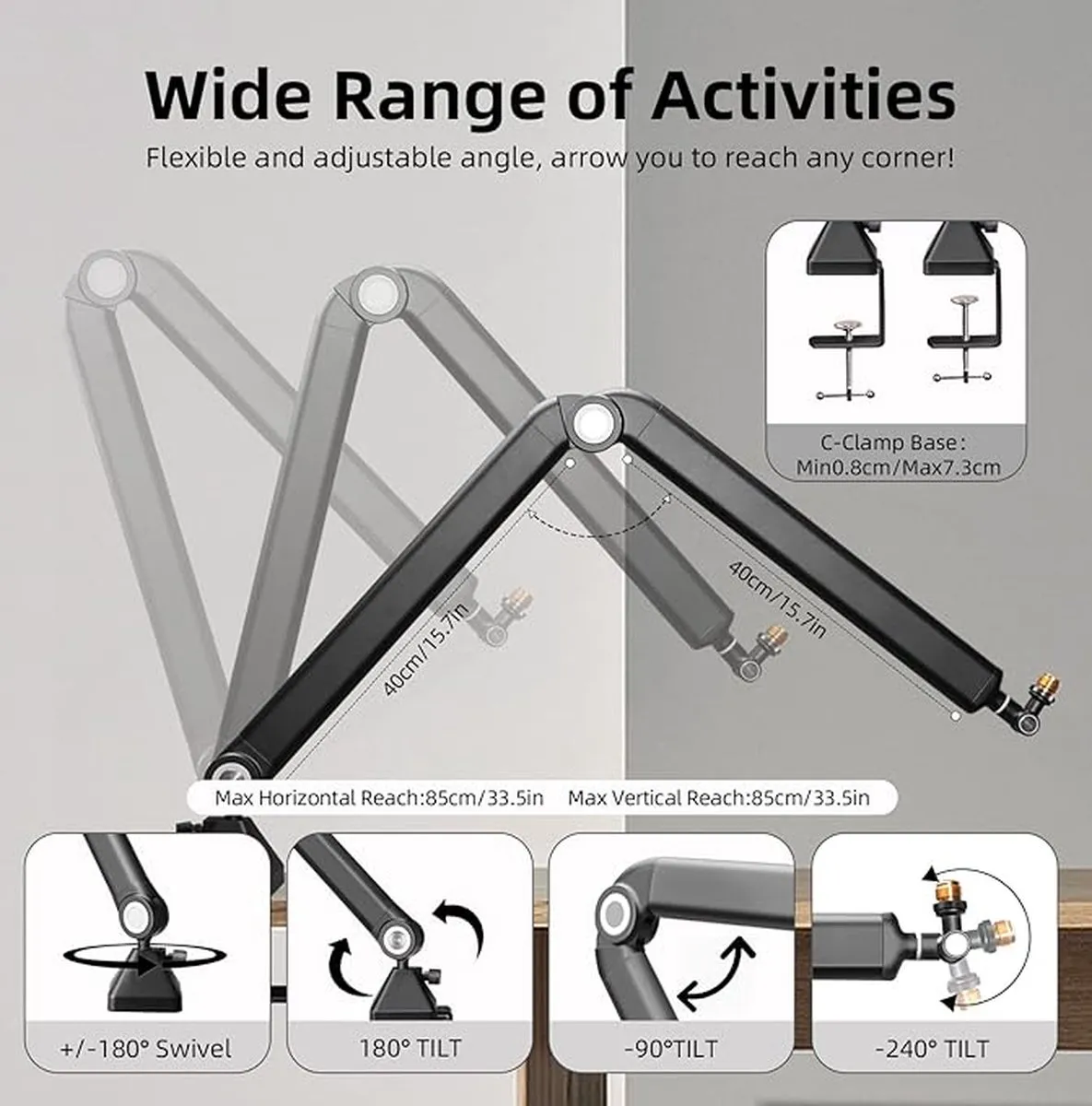 HyperX QuadCast Boom Arm - Microfoonhouder - Zwart - afbeelding 3 van 6