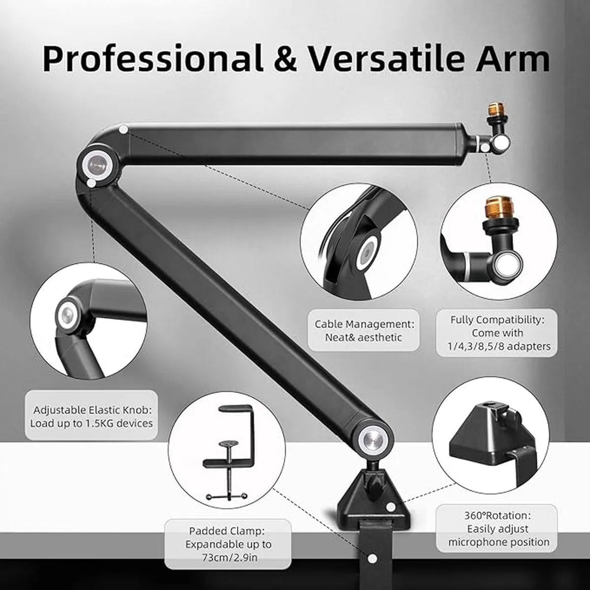 HyperX QuadCast Boom Arm - Microfoonhouder - Zwart - afbeelding 4 van 6