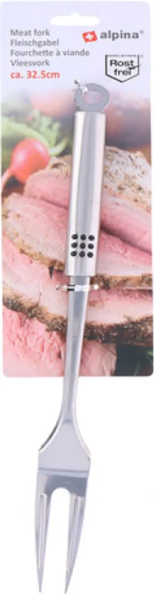 Alpina BBQ Thermometer - Zwart RVS - met vleesvork