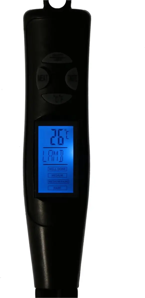 Alpina BBQ Thermometer - Zwart RVS - met vleesvork