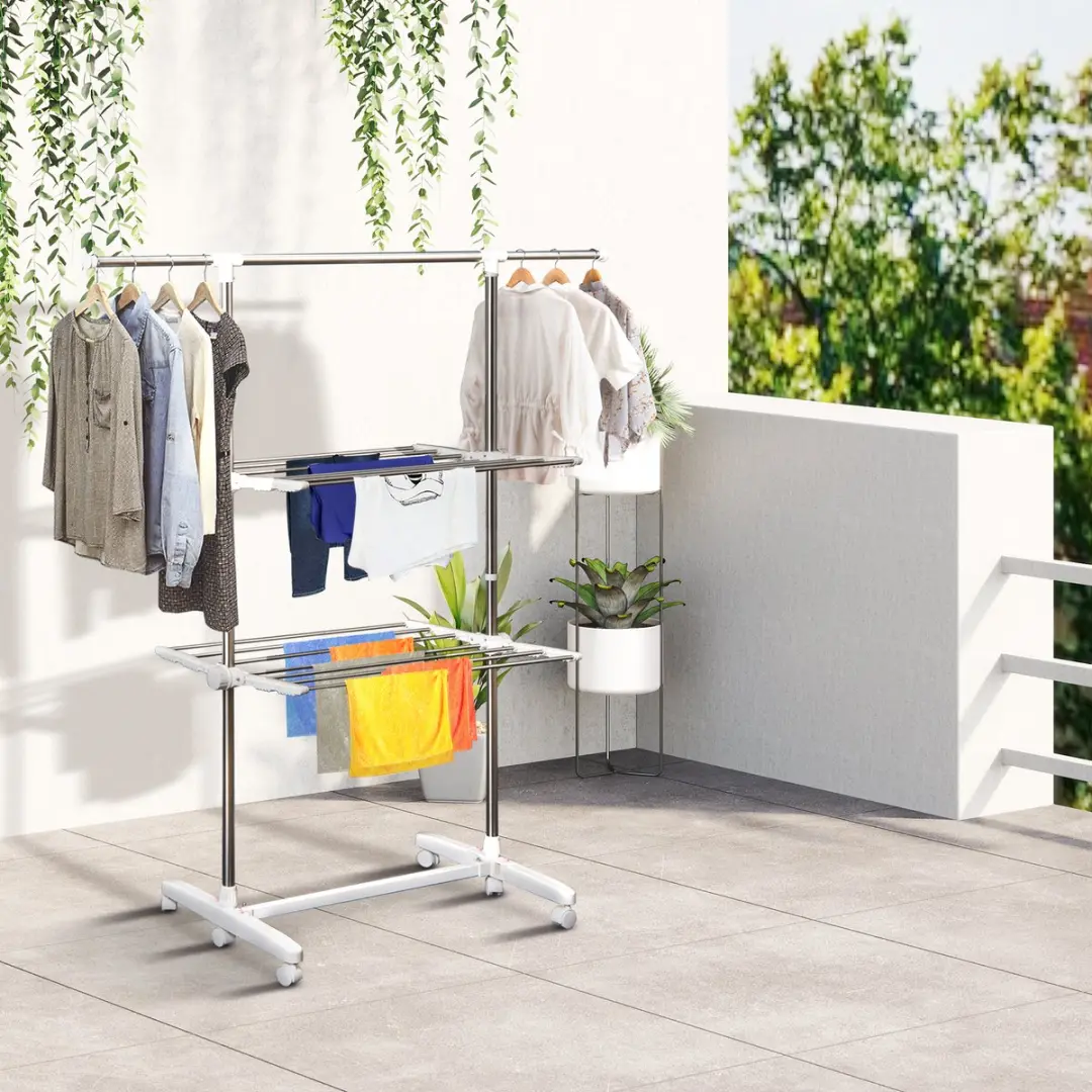 Homcom Mobiel Droogrek Inklapbaar 850-002 - Zilver