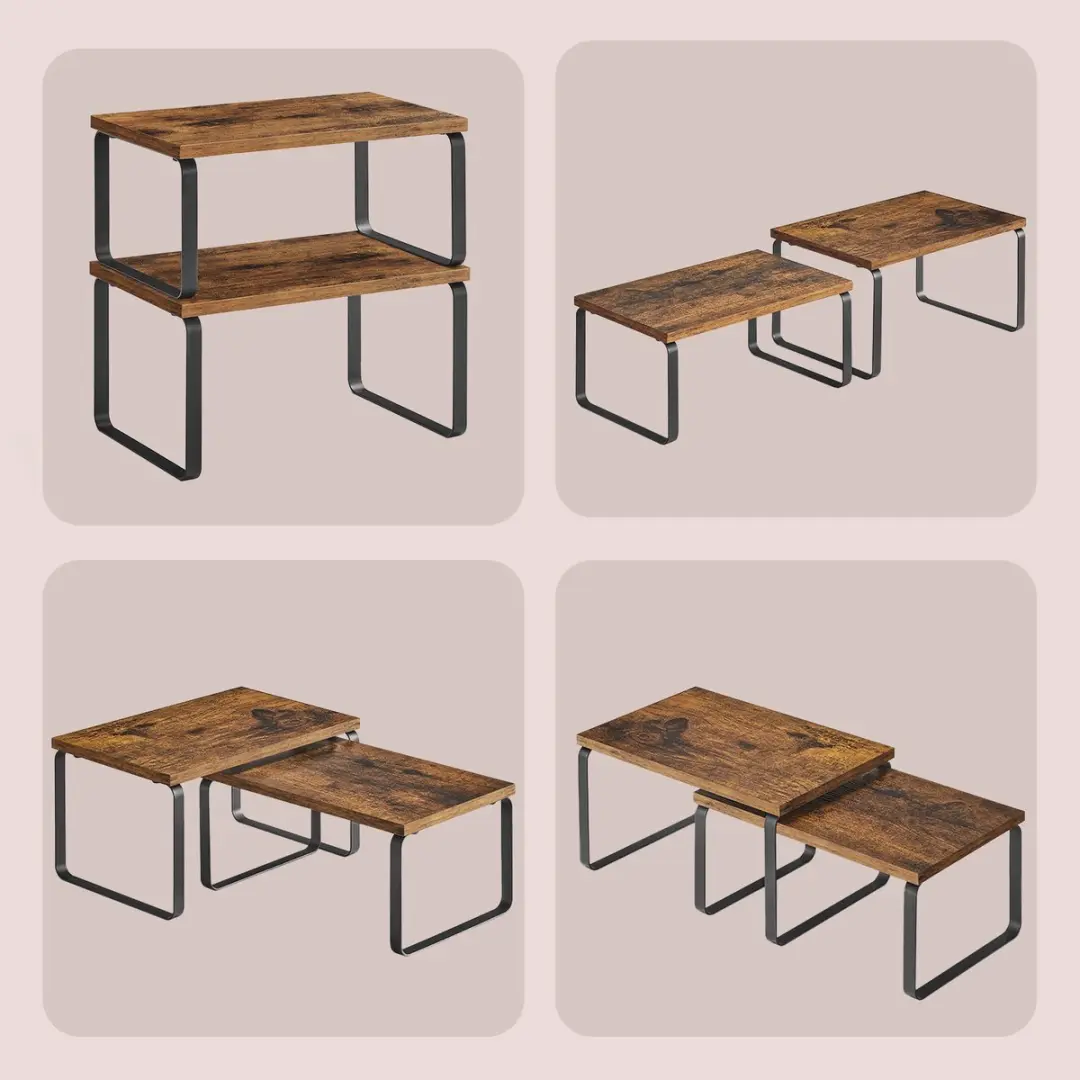 Songmics Kruidenrek Set 2 Stuks - Zwart/Rustiek Bruin